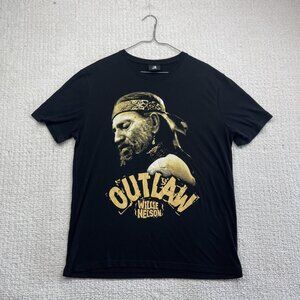 Willie Nelson Shirt Mens L Black Outlaw Graphic Shirt Country Music Concert